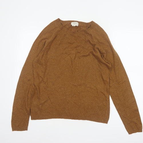 Next Women Brown Fleck Knit Jumper UK 16 Round Neck Long Sleeve