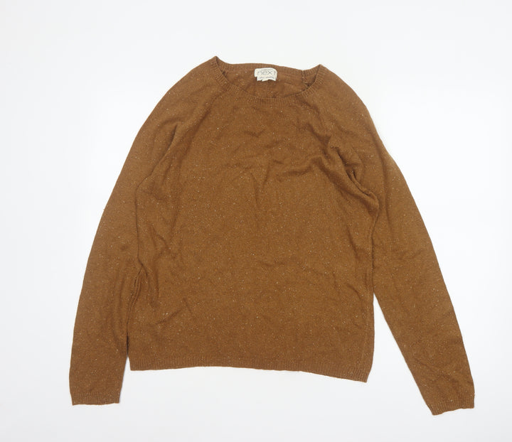 Next Women Brown Fleck Knit Jumper UK 16 Round Neck Long Sleeve