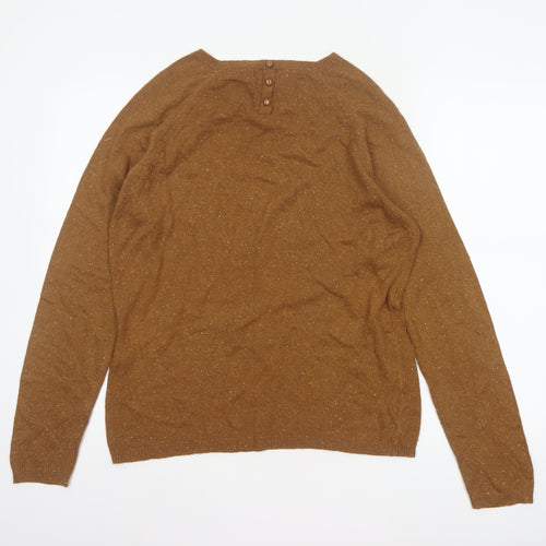 Next Women Brown Fleck Knit Jumper UK 16 Round Neck Long Sleeve