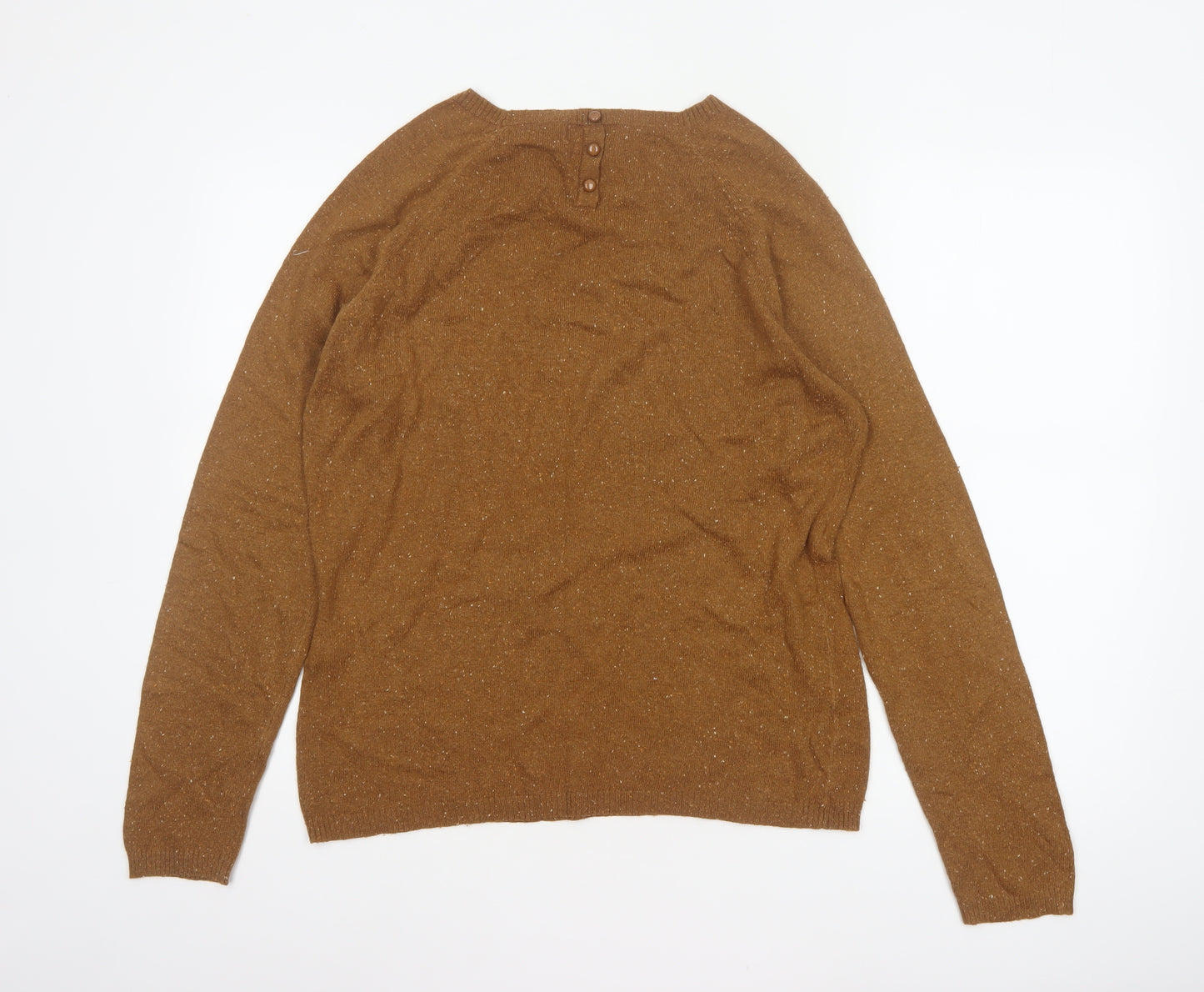 Next Women Brown Fleck Knit Jumper UK 16 Round Neck Long Sleeve