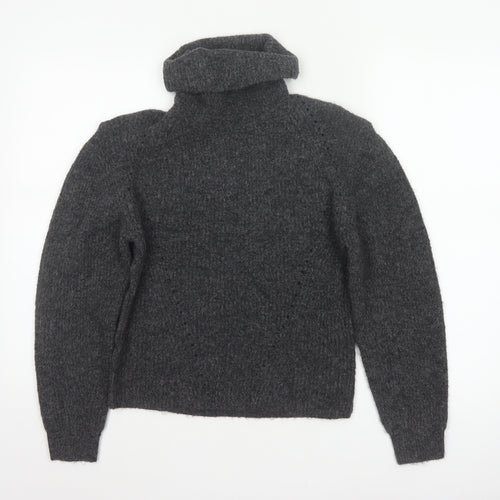 Topshop Women Grey Roll Neck Knit Pullover Jumper XS Long Sleeve