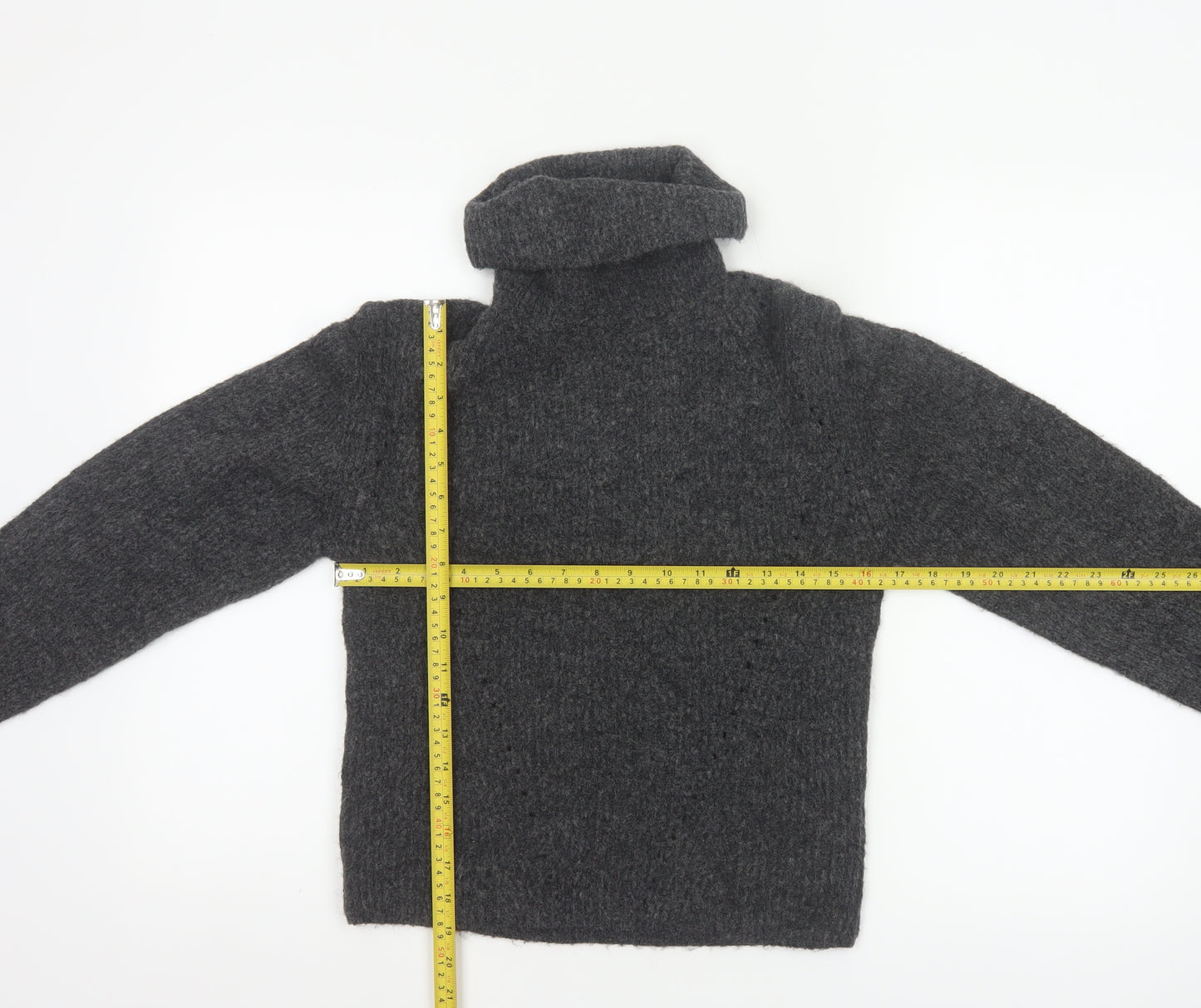 Topshop Women Grey Roll Neck Knit Pullover Jumper XS Long Sleeve