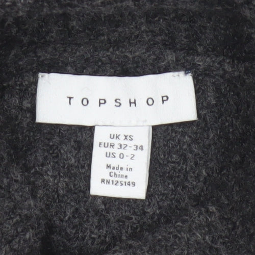 Topshop Women Grey Roll Neck Knit Pullover Jumper XS Long Sleeve