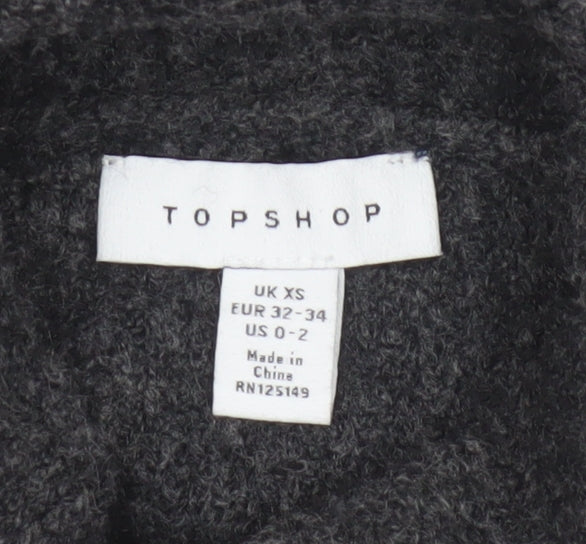 Topshop Women Grey Roll Neck Knit Pullover Jumper XS Long Sleeve