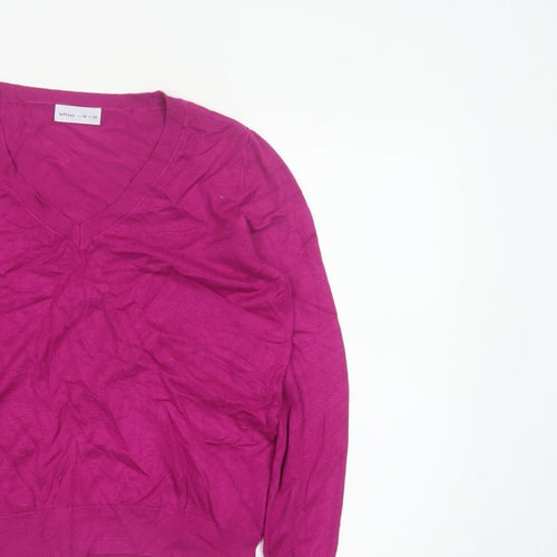 Lefties Women Pink V-Neck Long Sleeve Knit Pullover Jumper M
