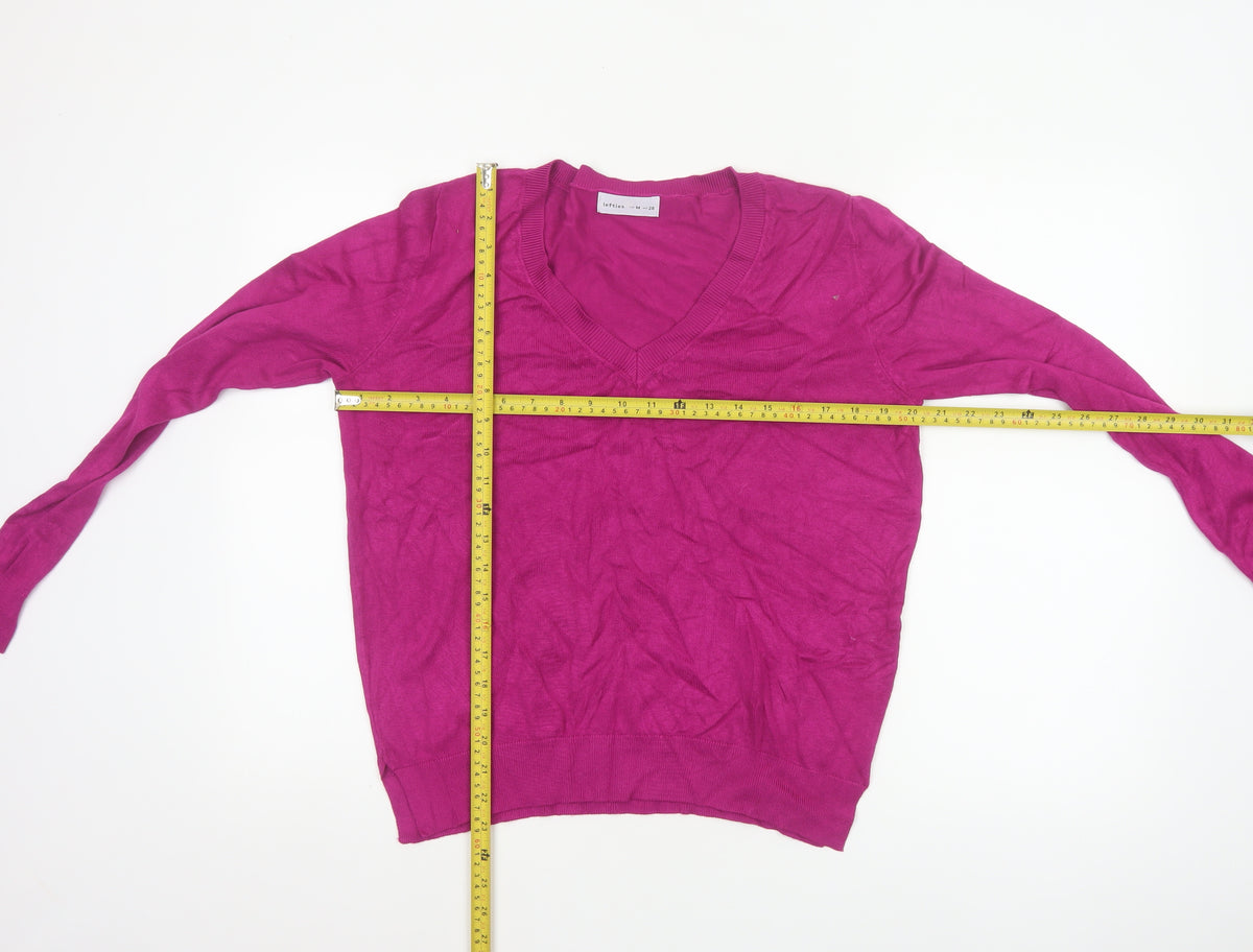 Lefties Women Pink V-Neck Long Sleeve Knit Pullover Jumper M