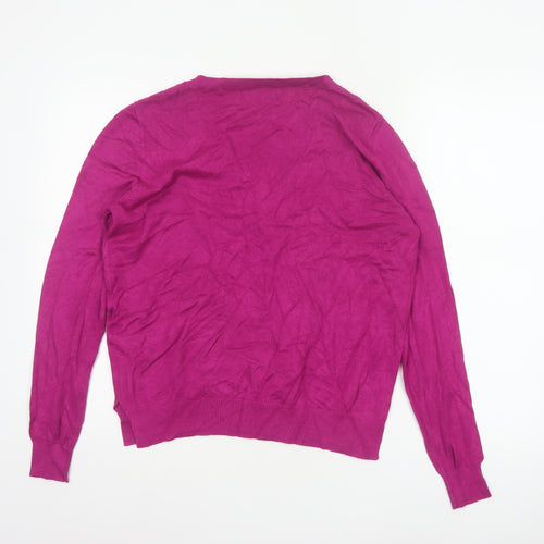 Lefties Women Pink V-Neck Long Sleeve Knit Pullover Jumper M