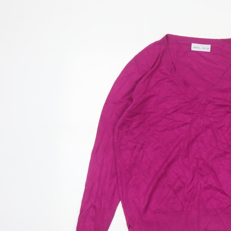 Lefties Women Pink V-Neck Long Sleeve Knit Pullover Jumper M
