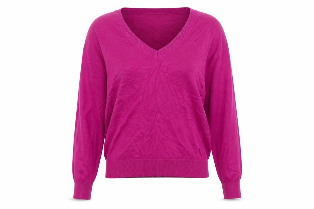 Lefties Women Pink V-Neck Long Sleeve Knit Pullover Jumper M