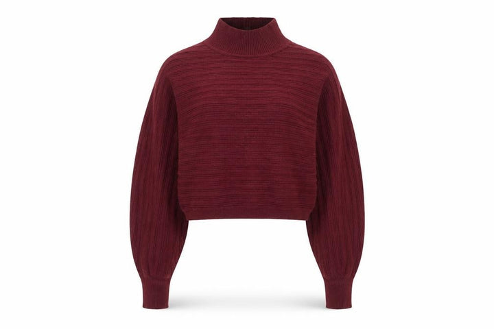 New Look Women Red UK 10 Rib Knit Mock Neck Cropped Jumper