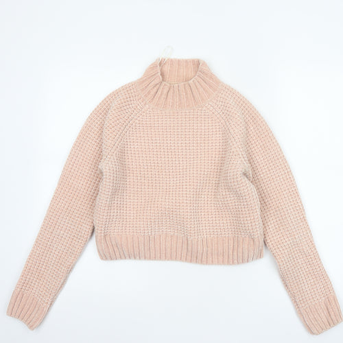 H&M Divided Women’s Pink Size 10 Chunky Knit Mock Neck Jumper