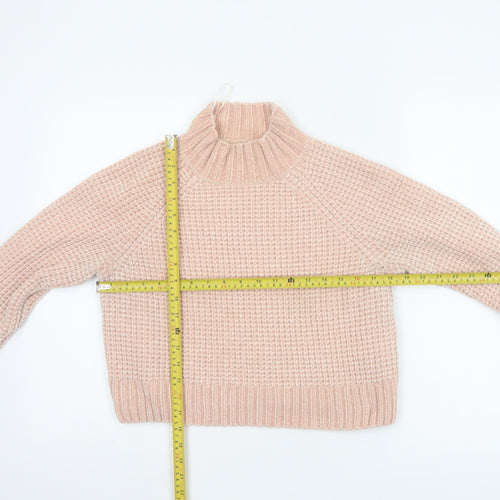 H&M Divided Women’s Pink Size 10 Chunky Knit Mock Neck Jumper