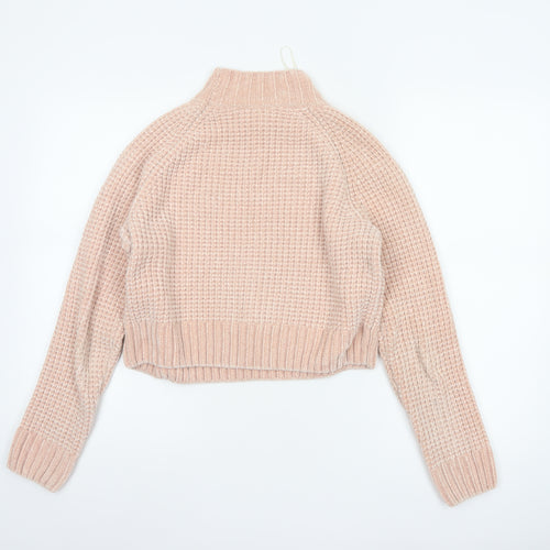 H&M Divided Women’s Pink Size 10 Chunky Knit Mock Neck Jumper