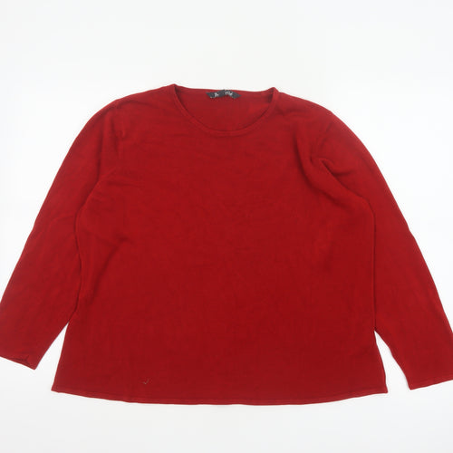 Bonmarché Women Red Size 20/22 Acrylic Knit Round Neck Pullover Jumper
