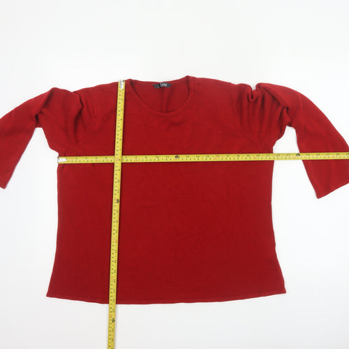 Bonmarché Women Red Size 20/22 Acrylic Knit Round Neck Pullover Jumper