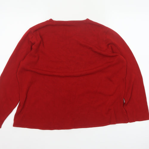 Bonmarché Women Red Size 20/22 Acrylic Knit Round Neck Pullover Jumper