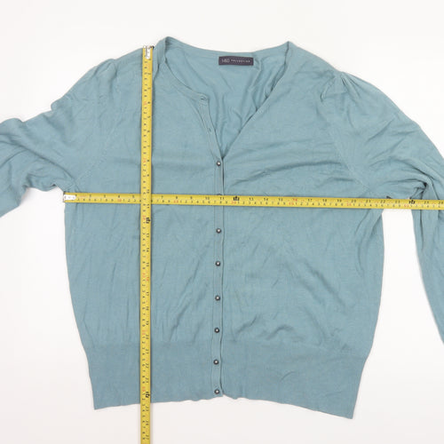 Marks and Spencer Women Blue UK 22 V-Neck Button Cardigan