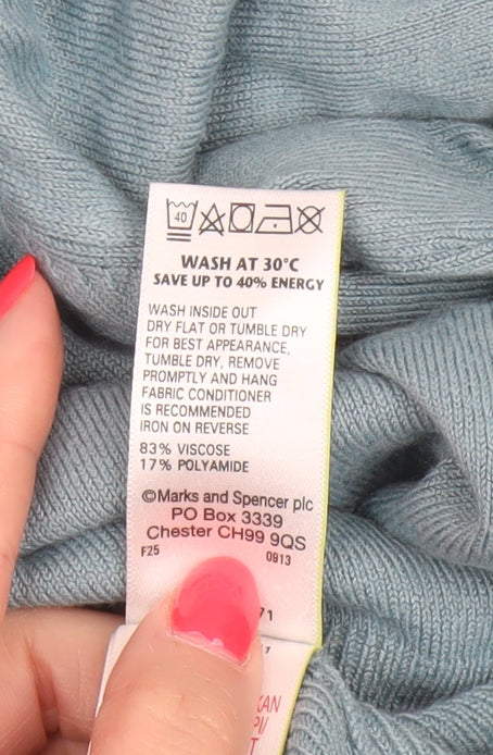 Marks and Spencer Women Blue UK 22 V-Neck Button Cardigan