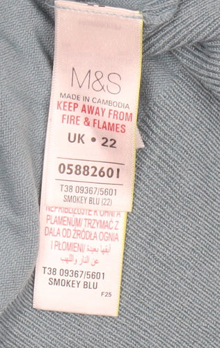 Marks and Spencer Women Blue UK 22 V-Neck Button Cardigan