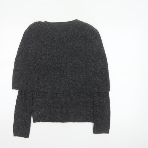 Zara Women Grey S Round Neck Knit Pullover Jumper Long Sleeve