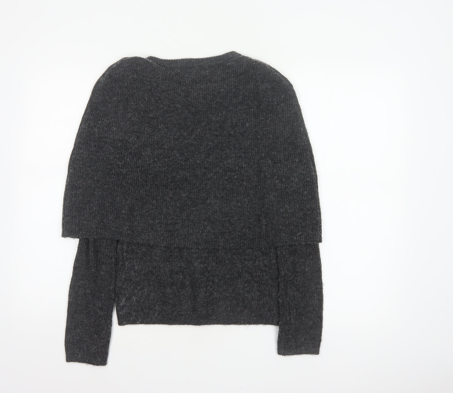 Zara Women Grey S Round Neck Knit Pullover Jumper Long Sleeve