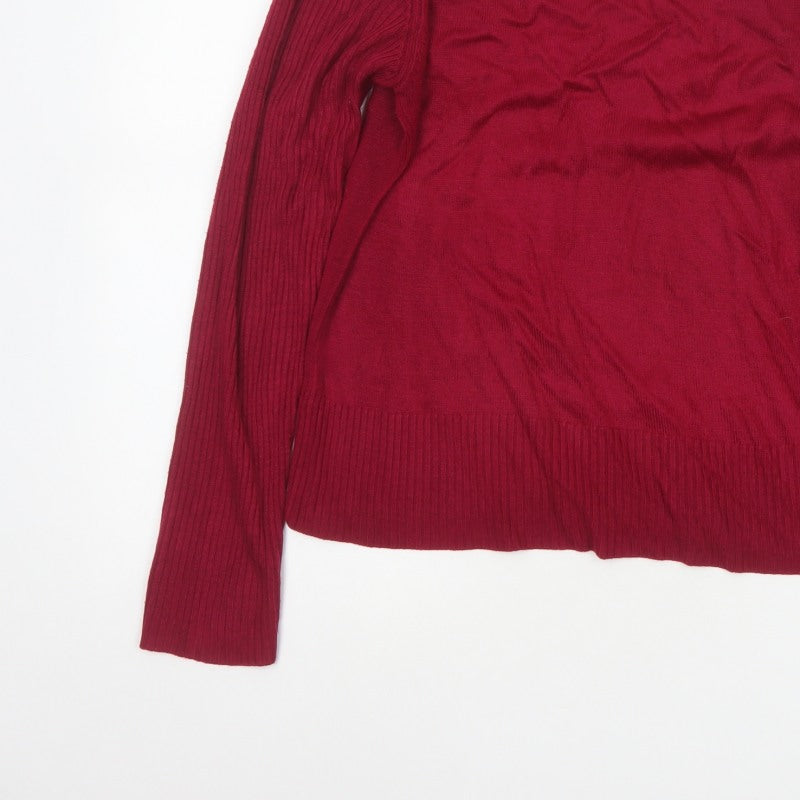 Debbie Morgan Women Red M Ribbed Raglan Knit Pullover Jumper