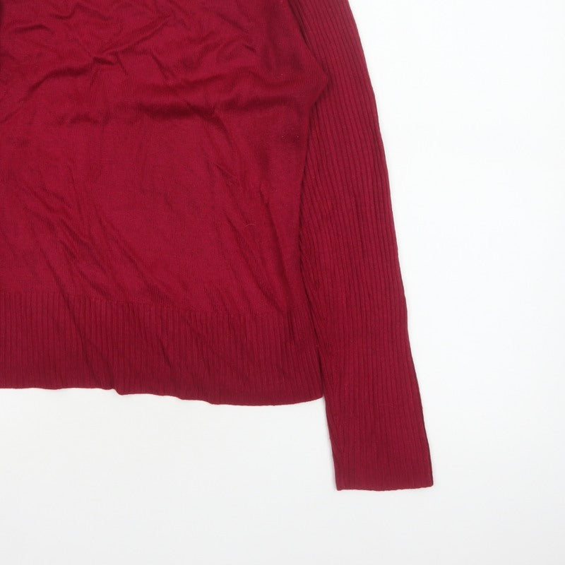 Debbie Morgan Women Red M Ribbed Raglan Knit Pullover Jumper