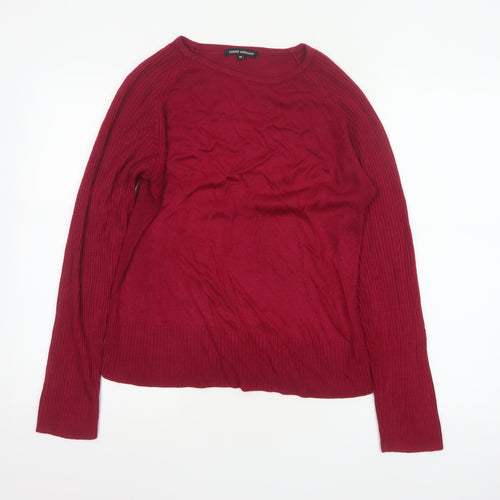 Debbie Morgan Women Red M Ribbed Raglan Knit Pullover Jumper