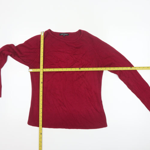 Debbie Morgan Women Red M Ribbed Raglan Knit Pullover Jumper
