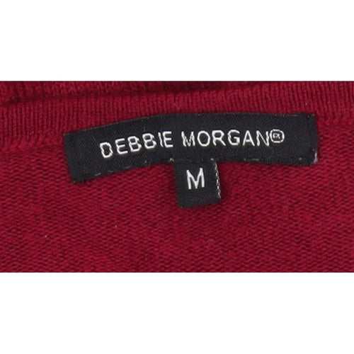 Debbie Morgan Women Red M Ribbed Raglan Knit Pullover Jumper