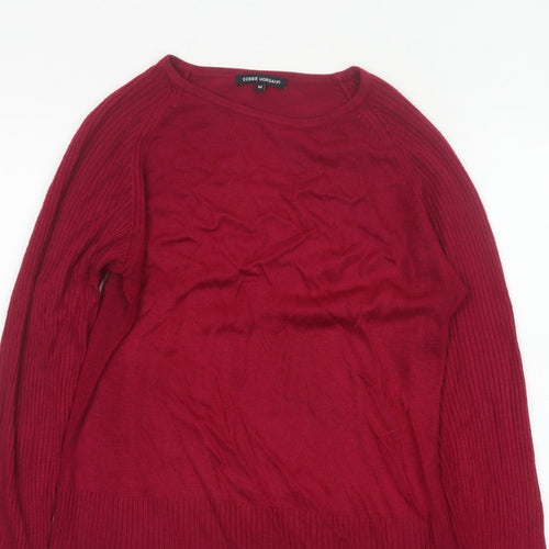Debbie Morgan Women Red M Ribbed Raglan Knit Pullover Jumper