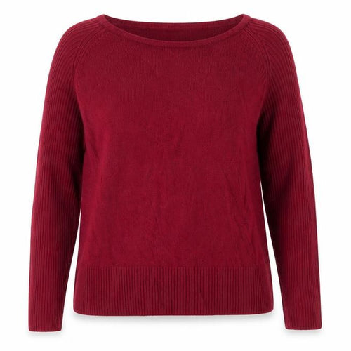 Debbie Morgan Women Red M Ribbed Raglan Knit Pullover Jumper
