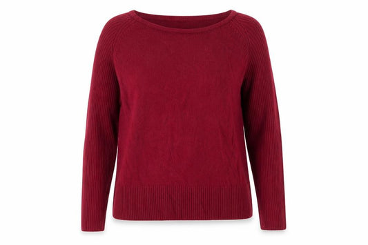 Front view of Debbie Morgan Women Red M Ribbed Raglan Knit jumper