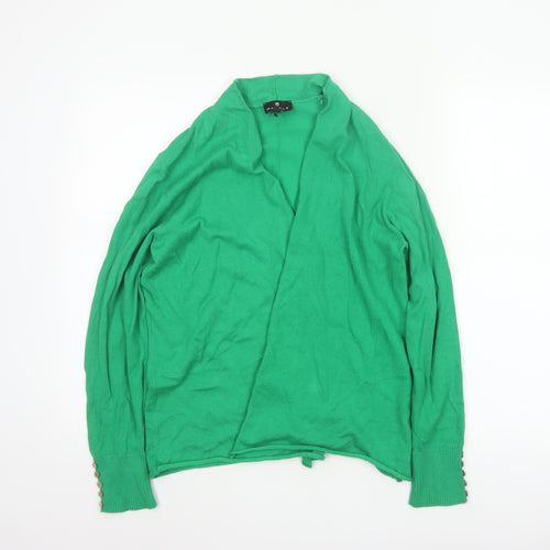 Marble Women Green UK 12 Open Cardigan Cotton Linen Knit Cowl Neck