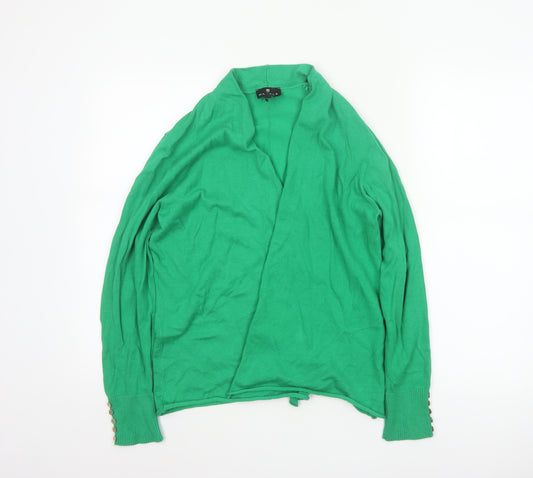 Marble Women Green UK 12 Open Cardigan Cotton Linen Knit Cowl Neck