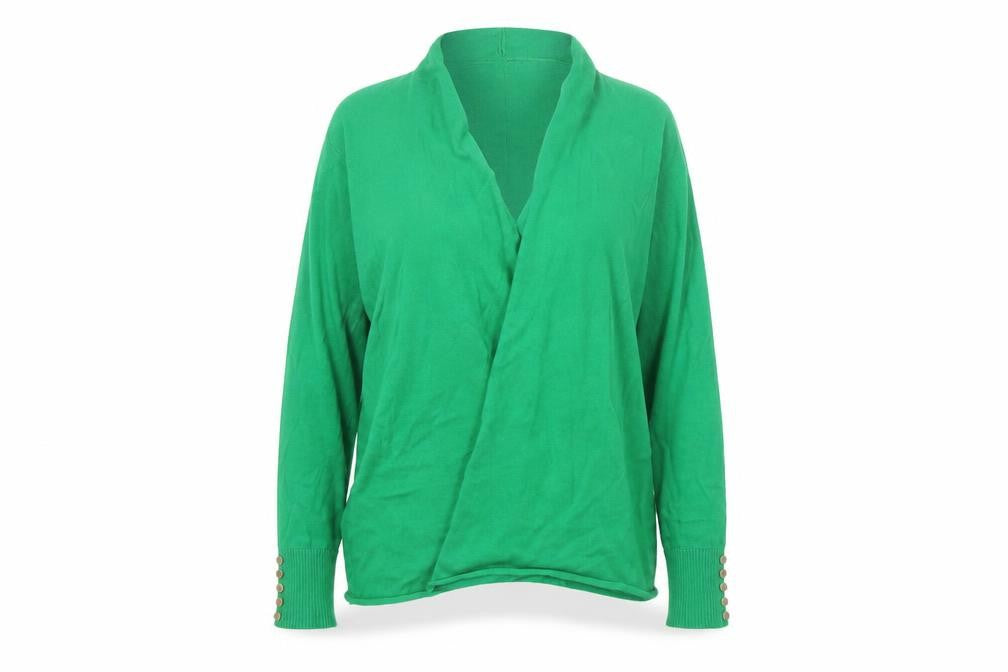 Marble Women Green UK 12 Open Cardigan Cotton Linen Knit Cowl Neck
