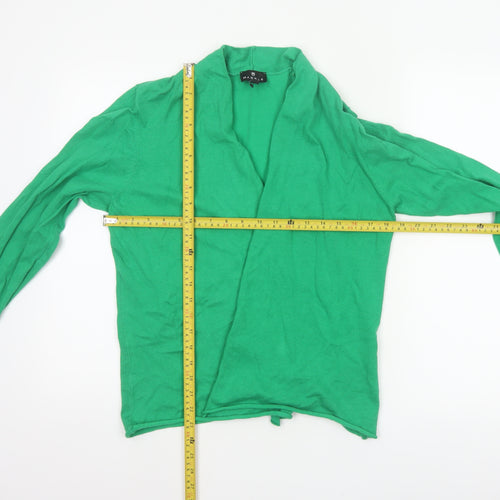 Marble Women Green UK 12 Open Cardigan Cotton Linen Knit Cowl Neck