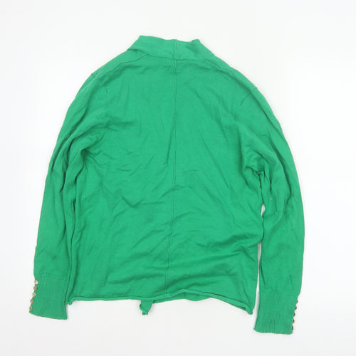 Marble Women Green UK 12 Open Cardigan Cotton Linen Knit Cowl Neck