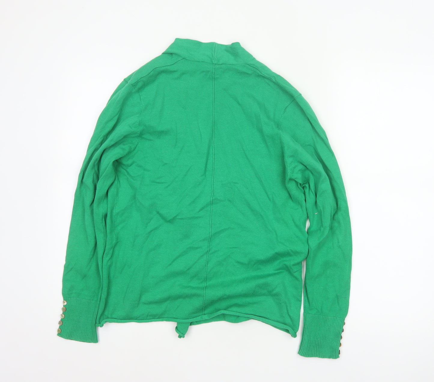 Marble Women Green UK 12 Open Cardigan Cotton Linen Knit Cowl Neck