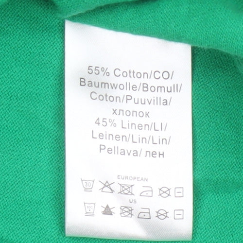 Marble Women Green UK 12 Open Cardigan Cotton Linen Knit Cowl Neck