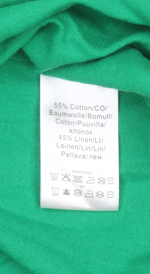 Marble Women Green UK 12 Open Cardigan Cotton Linen Knit Cowl Neck