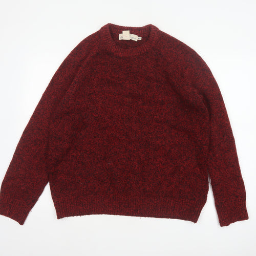 H&M LOGG Men’s Red Chunky Knit Crew Neck Pullover Jumper Size L