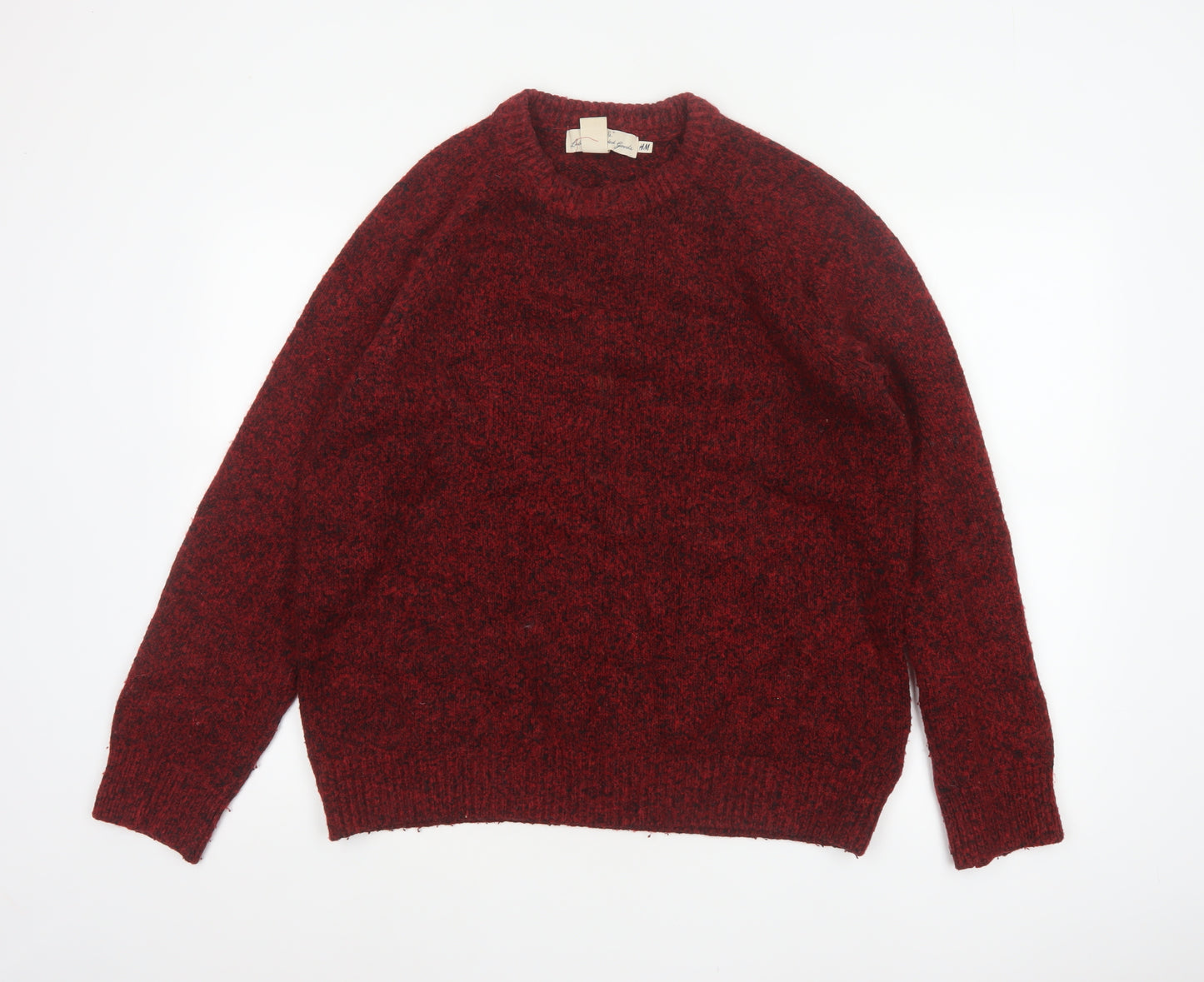 H&M LOGG Men’s Red Chunky Knit Crew Neck Pullover Jumper Size L