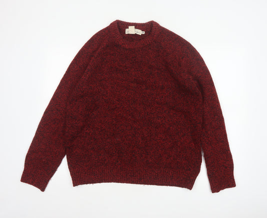 H&M LOGG Men’s Red Chunky Knit Crew Neck Pullover Jumper Size L
