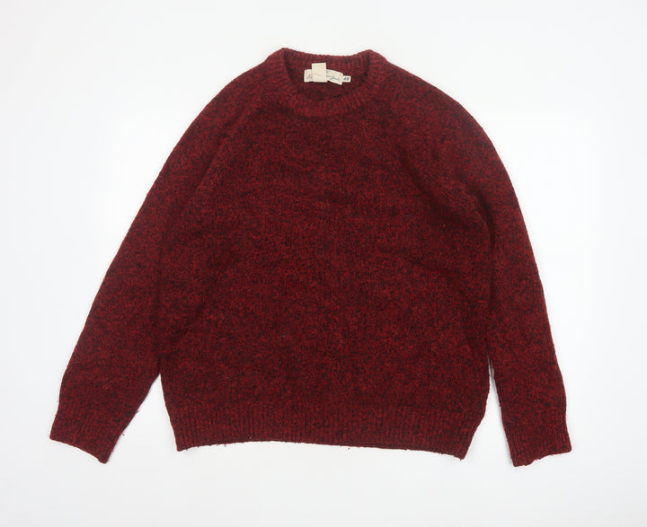 H&M LOGG Men’s Red Chunky Knit Crew Neck Pullover Jumper Size L