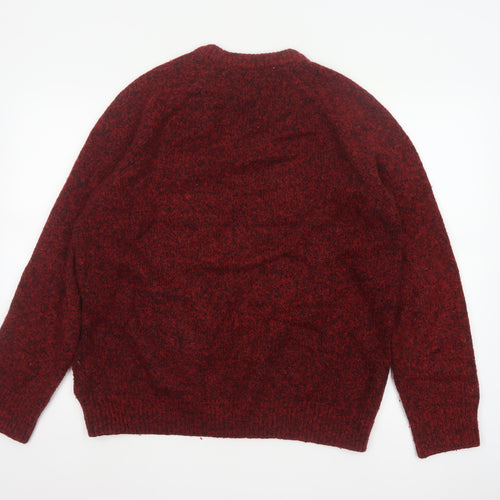 H&M LOGG Men’s Red Chunky Knit Crew Neck Pullover Jumper Size L
