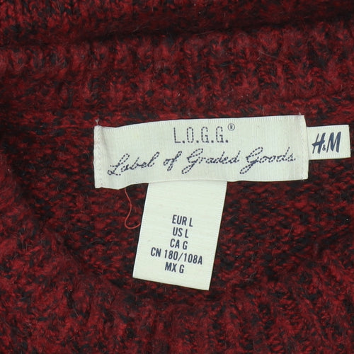 H&M LOGG Men’s Red Chunky Knit Crew Neck Pullover Jumper Size L