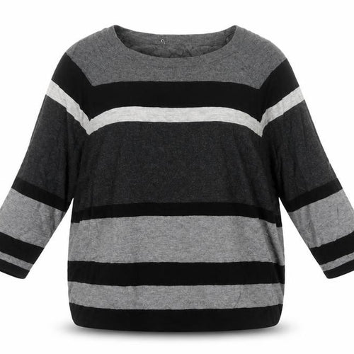 Phase Eight Women’s Grey Black Striped Knit Jumper UK L Wool Blend