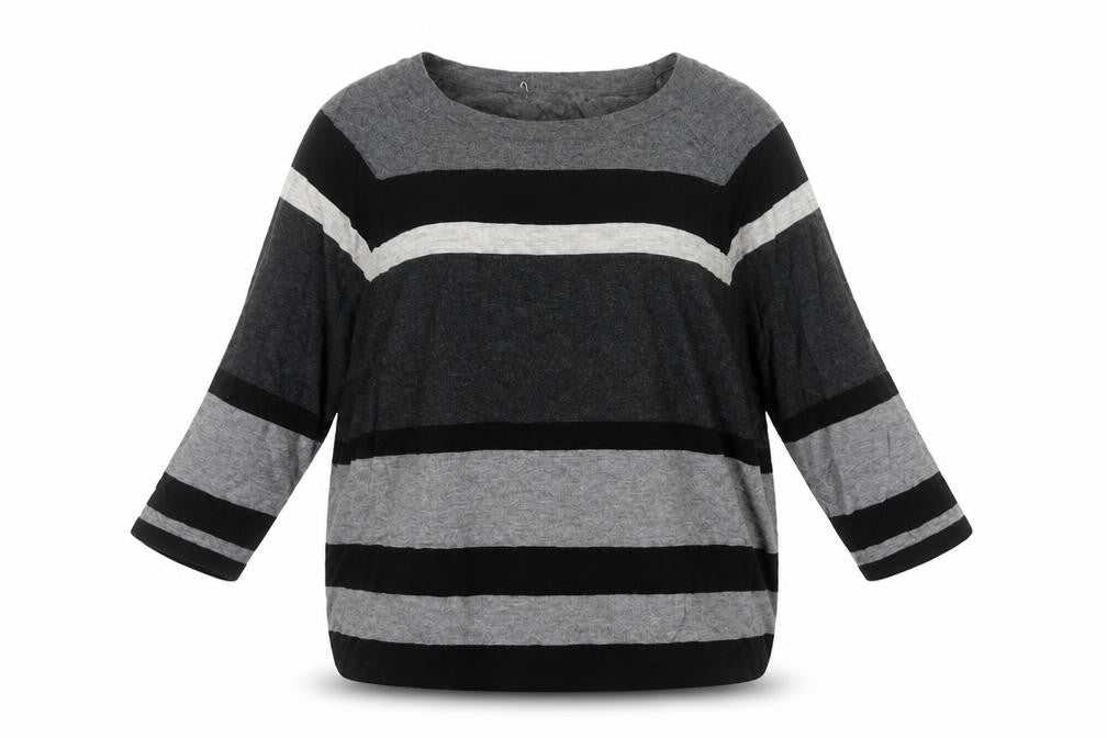 Phase Eight Women’s Grey Black Striped Knit Jumper UK L Wool Blend
