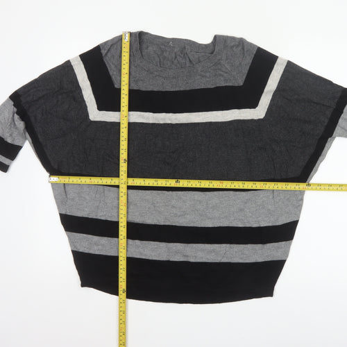Phase Eight Women’s Grey Black Striped Knit Jumper UK L Wool Blend